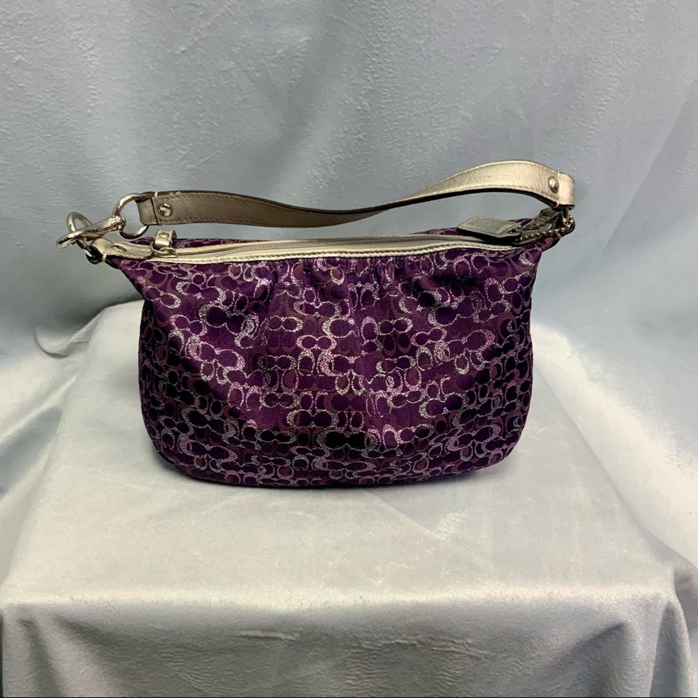 COACH Signature Purple Metallic Satchel 42039